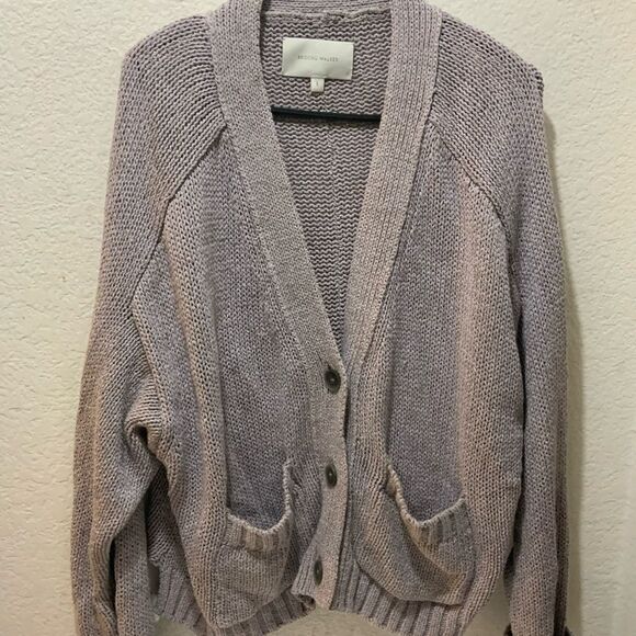 Brochu Walker The Cropped Cardigan in washed purple Women's size L - Picture 2 of 6